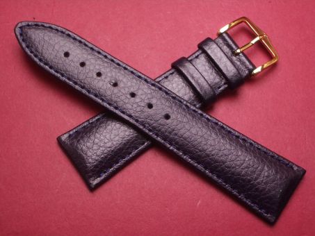 Hirsch Uhren-Armband, Kalbsleder, 22mm im Verlauf auf 20mm, Farbe: dunkelblau 