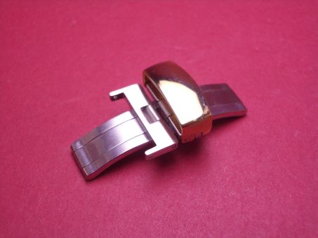 Faltschließe, 16mm, Stahl, poliert/vergoldet 