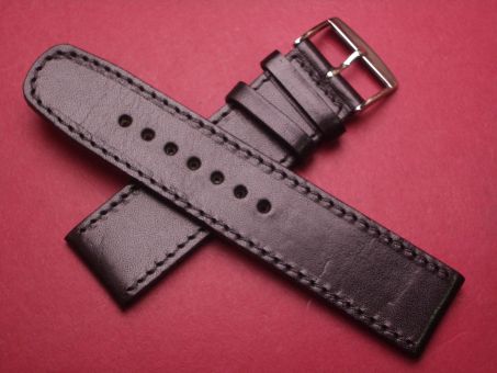 Leder-Armband Champion, Boxkalbsleder, 22mm im Verlauf auf 22mm, Farbe: schwarz 