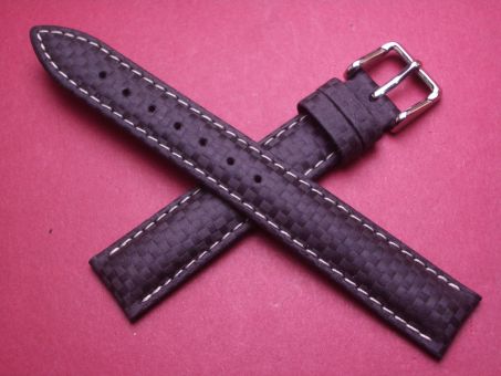 Hirsch Uhren-Armband, Kalbsleder, 16mm im Verlauf auf 14mm, Farbe: schwarz mit heller Naht 