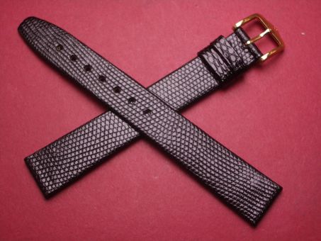 Hirsch Uhren-Armband, Eidechsenleder, 16mm im Verlauf auf 14mm, Farbe: schwarz 
