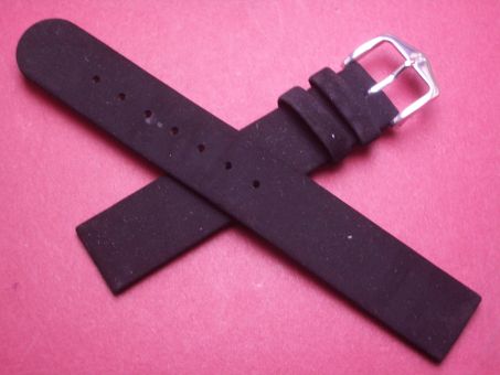 Hirsch Uhren-Armband, Kalbsleder mit Samt, 16mm im Verlauf auf 16mm, Farbe: schwarz 