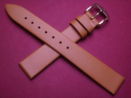 Hirsch Uhren-Armband, Kalbsleder, 16mm im Verlauf auf 14mm, Farbe: orange-beige 