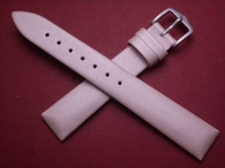 Hirsch Uhren-Armband, Kalbsleder mit Textil, 16mm im Verlauf auf 14mm, Farbe: silber-rosa 