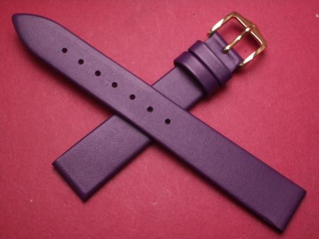 Hirsch Uhren-Armband, Kalbsleder, 16mm im Verlauf auf 14mm, Farbe: lila 