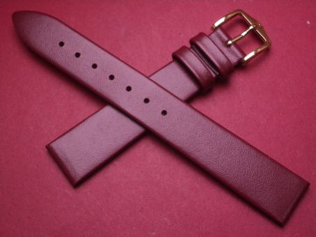 Hirsch Uhren-Armband, Kalbsleder, 16mm im Verlauf auf 14mm, Farbe: bordeaux-rot 