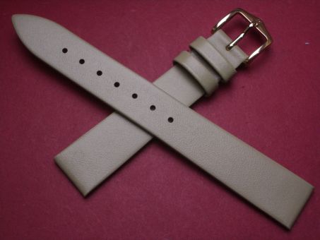 Hirsch Uhren-Armband, Kalbsleder, 16mm im Verlauf auf 14mm, Farbe: helles khaki-grün 