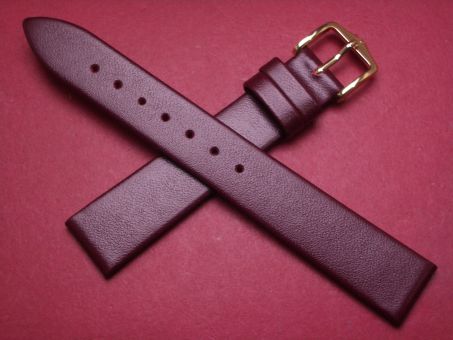Hirsch Uhren-Armband, Kalbsleder, 16mm im Verlauf auf 14mm, Farbe: dunkles bordeaux-rot 