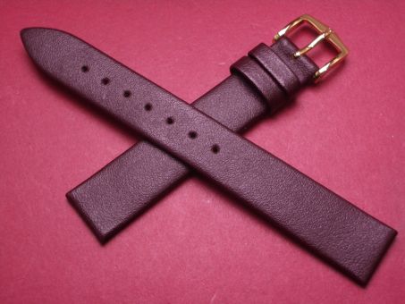 Hirsch Uhren-Armband, Kalbsleder, 16mm im Verlauf auf 14mm, Farbe: dunkles bordeaux-rot 