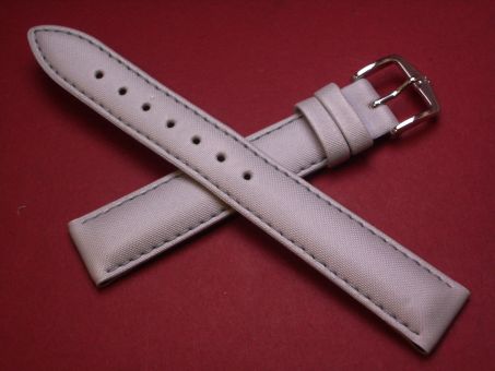 Hirsch Uhren-Armband, Kalbsleder mit Textil, 16mm im Verlauf auf 14mm, Farbe: silber-blau mit Naht 