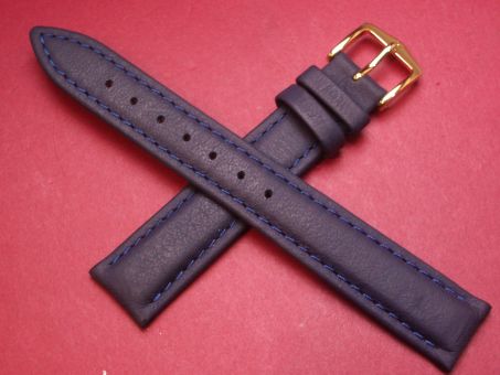 Hirsch Uhren-Armband, Kalbsleder mit Kautschuk, 16mm im Verlauf auf 14mm, Farbe: dunkelblau 