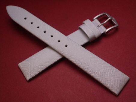 Hirsch Uhren-Armband, Kalbsleder mit Textil, 16mm im Verlauf auf 14mm, Farbe: silber-blau ohne Naht 