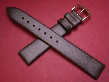 Hirsch Uhren-Armband, Kalbsleder, 16mm im Verlauf auf 14mm, Farbe: khaki-grün 