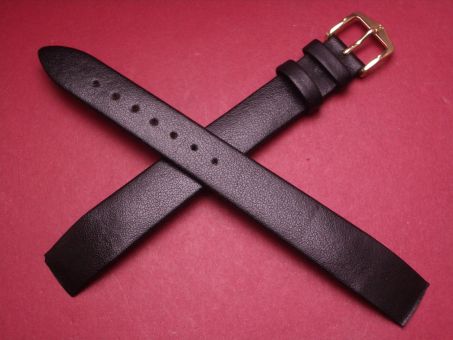 Hirsch Uhren-Armband, Kalbsleder, 16mm im Verlauf auf 14mm, für feste Stege, Farbe: schwarz 