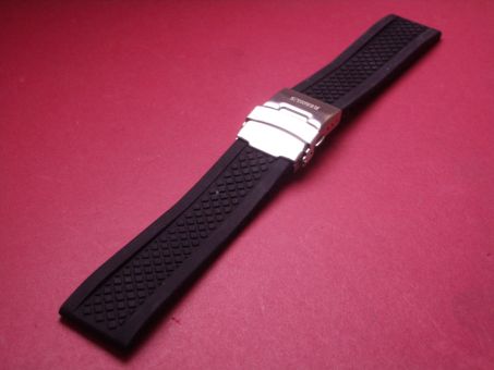 Kautschuk-Armband, 22mm im Verlauf auf 20mm, Farbe: schwarz, mit Sicherheits-Faltschließe 