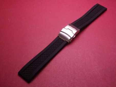 Kautschuk-Armband, 20mm im Verlauf auf 20mm, Farbe: schwarz, mit Sicherheitsfaltschließe 