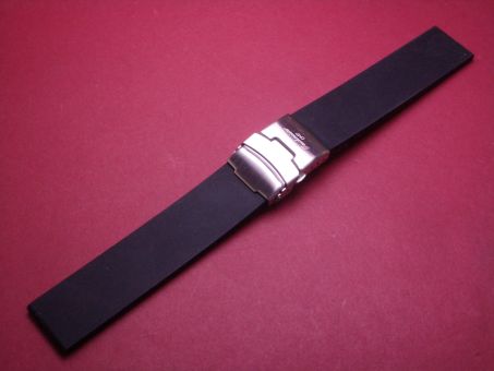 Kautschuk-Armband, 20mm im Verlauf auf 20mm, Farbe: schwarz, mit Sicherheitsfaltschließe 