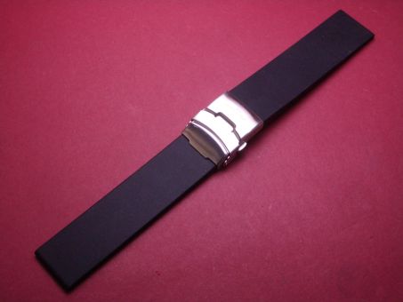 Kautschuk-Armband, 22mm, Farbe: schwarz, mit Sicherheitsfaltschließe 