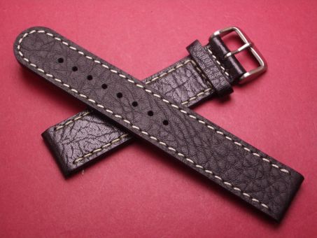 Leder-Armband, 20mm, Farbe: schwarz mit weißer Naht 