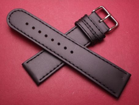Leder-Armband, Kalbsleder, 24mm im Verlauf auf 22mm, Farbe: schwarz 