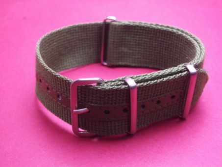 Nato-Armband, Nylonband, Durchzugsband 22mm, Farbe: khaki-grün 