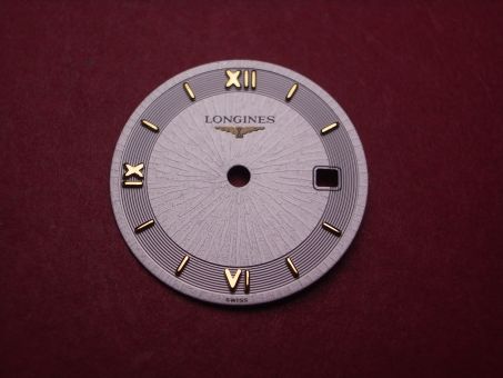 Longines Zifferblatt, Ø 20,0mm, silber mit goldfarbenen Inlays 