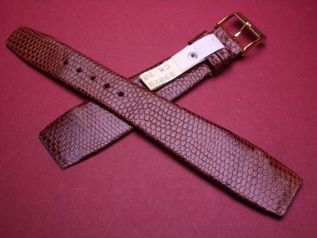 Leder-Armband, Eidechse, 22mm im Verlauf auf 16mm, für feste Stege, Farbe: braun glänzend 