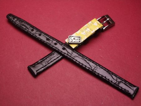 Leder-Armband, Krokodil, 8mm, Farbe: schwarz glänzend 