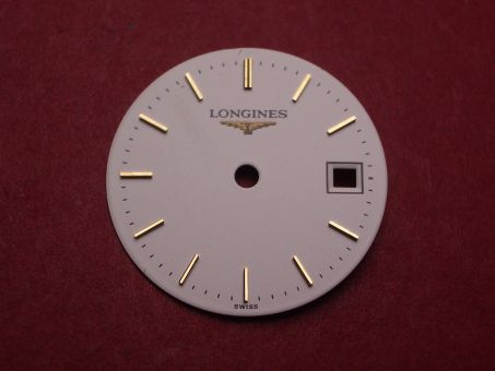 Longines Zifferblatt, Ø 20,0mm, weiß mit goldfarbenen Inlays 