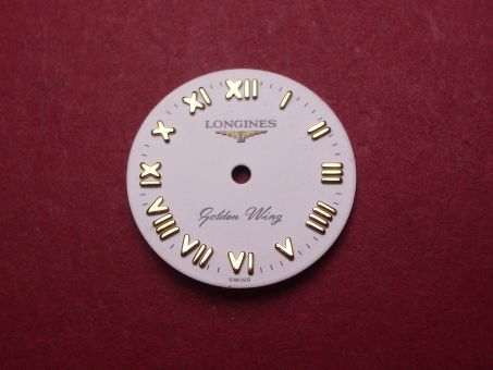 Longines Zifferblatt, Ø 17,6mm, weiß mit goldfarbenen Inlays 