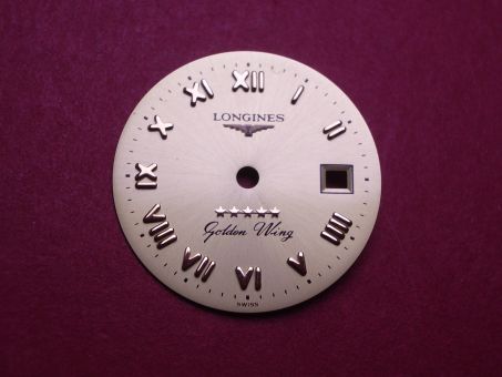 Longines Zifferblatt, Ø 20,6mm, gold mit goldfarbenen Inlays 