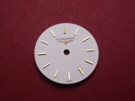 Longines Zifferblatt, Ø 16,6mm, weiß mit goldfarbenen Inlays 