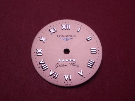 Longines Zifferblatt, Ø 20,5mm, rosé mit silberfarbenen Inlays 