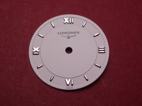 Longines Zifferblatt, Ø 20,0mm, weiß mit silberfarbenen Inlays 