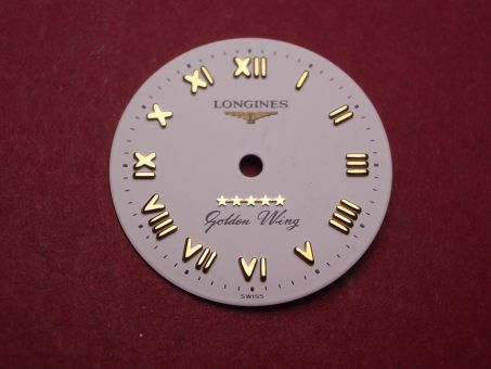 Longines Zifferblatt, Ø 20,5mm, weiß mit goldfarbenen Inlays 