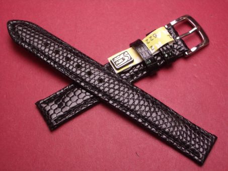 Leder-Armband, Eidechse, 14mm, Farbe: schwarz glänzend 