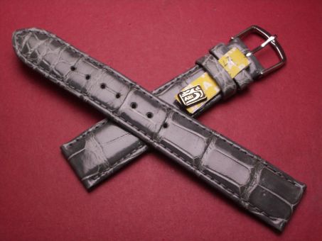 Louisiana Krokodil-Leder-Armband, 18mm im Verlauf auf 16mm, Farbe: grau glänzend 