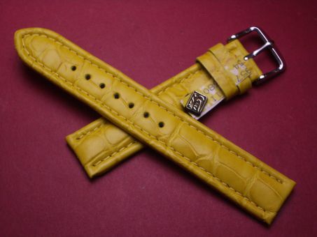 Louisiana Krokodil-Leder-Armband, 18mm, Farbe: gelb 