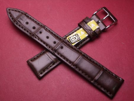 Louisiana Krokodil-Leder-Armband, 18mm im Verlauf auf 16mm, Farbe: braun matt 