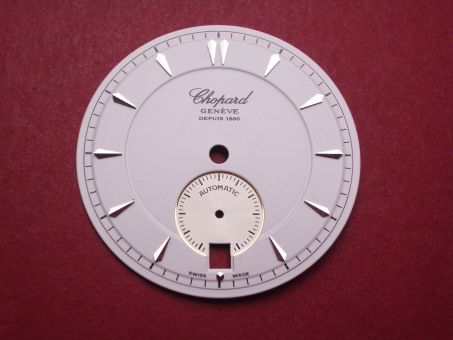 Chopard Zifferblatt, Ø 30,37mm, weiß mit silberfarbenen Inlays 