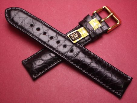 Louisiana Krokodil-Leder-Armband, 18mm, signiert: Chronoswiss, Farbe: schwarz matt 