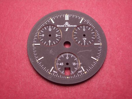 Baume & Mercier Zifferblatt, Ø 29,9mm, schwarz mit silberfarbenen Inlays, leicht beschädigt 
