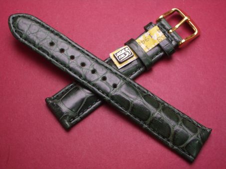 Louisiana Krokodil-Leder-Armband, 18mm im Verlauf auf 16mm, Farbe: dunkelgrün 