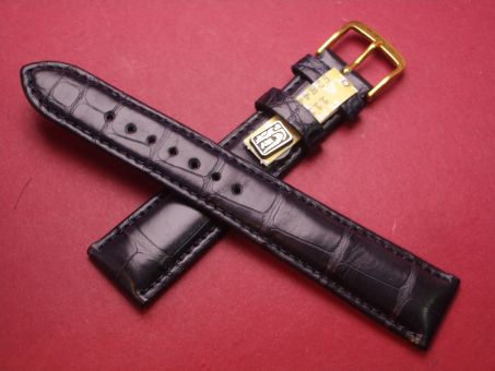 Louisiana Krokodil-Leder-Armband, 19mm im Verlauf auf 16mm, Farbe: dunkelblau 