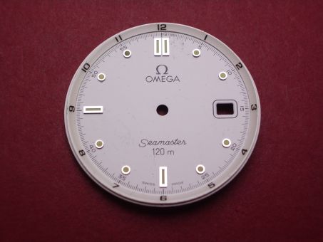 Omega Zifferblatt, Ø 28,4mm, weiß, leichte Gebrauchsspuren 