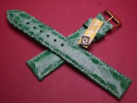 Louisiana Krokodil-Leder-Armband, 18mm im Verlauf auf 16mm, Farbe: grün glänzend 