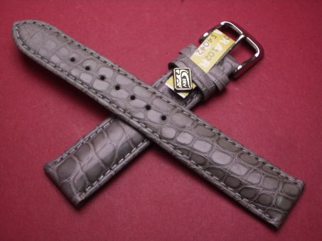 Louisiana Krokodil-Leder-Armband, 18mm im Verlauf auf 16mm, Farbe: grau 