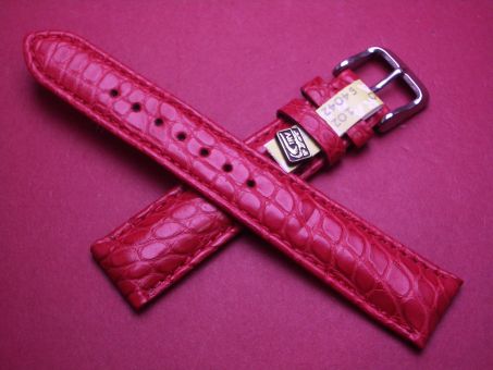 Louisiana Krokodil-Leder-Armband, 18mm im Verlauf auf 16mm, Farbe: rot 