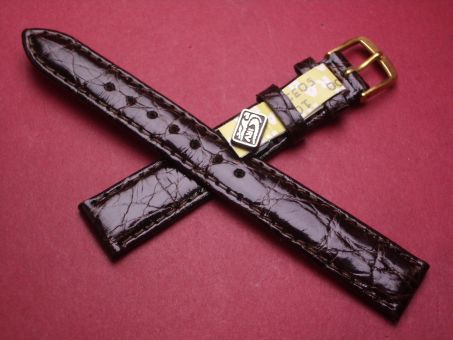 Louisiana Krokodil-Leder-Armband, 14mm im Verlauf auf 12mm, Farbe: dunkelbraun 