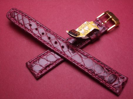 Louisiana Krokodil-Leder-Armband, 14mm im Verlauf auf 12mm, Farbe: rote Beere 